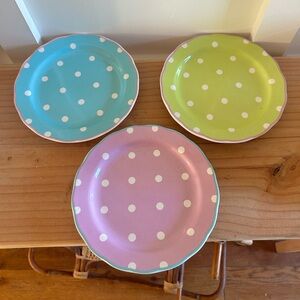 Set of Rosanna Delightful Dainty Pink Polka Dot Scalloped Dessert Plates 7.25”